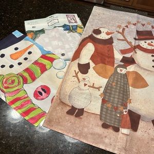 Lot of 3 winter house & garden flags